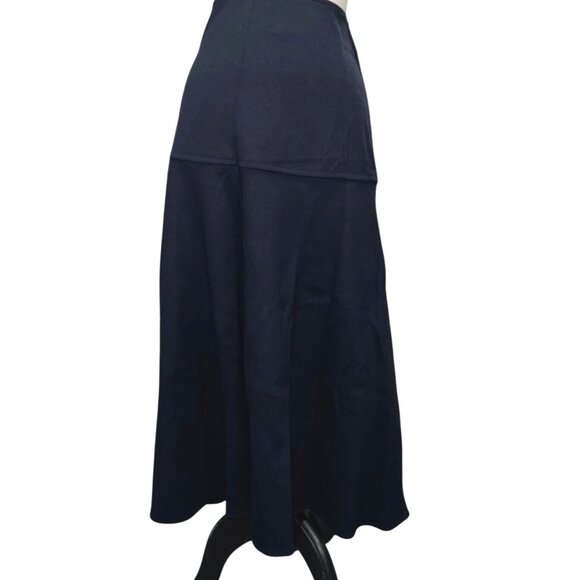 OGL Cashsoft Wool Like Flared Maxi Skirt Sz Large Womens Navy Blue - Picture 2 of 16
